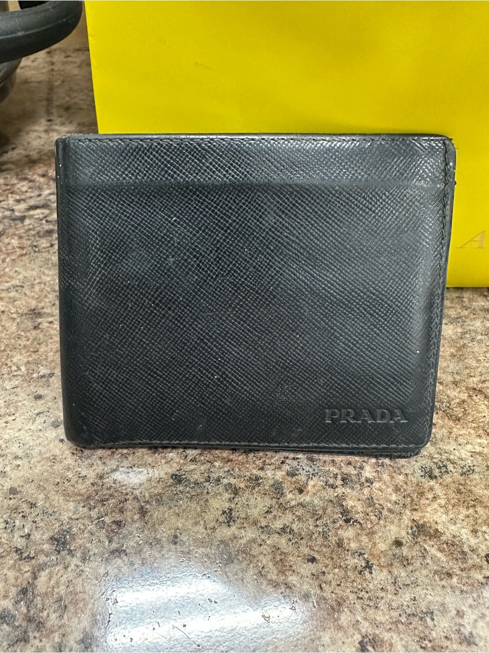 Prada Black Saffiano Leather Bi-Fold Card & Key Holder